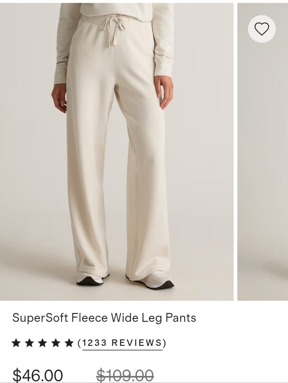 Quince Wide-Leg Fleece Pants — Cream